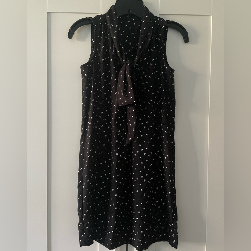 Women LOFT Paw Print Sleeveless Dress for Summer Black